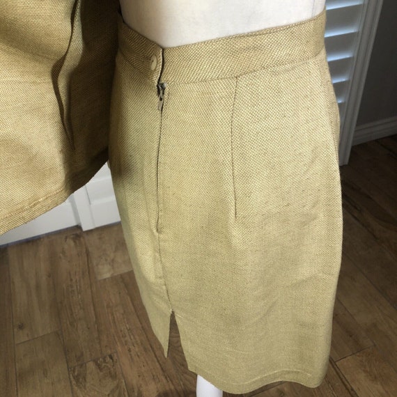 Vintage 80s Tan 2 PC Skirt Power Suit Kips Bay Un… - image 8