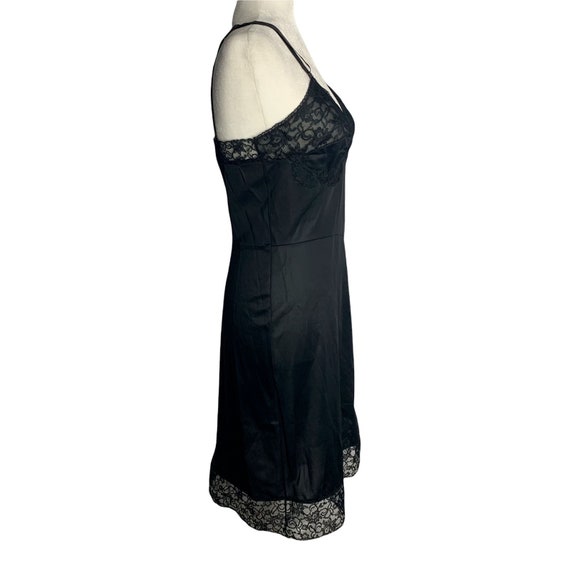 Vintage 50s Lingerie Nylon Slip S Black Lace Swee… - image 5