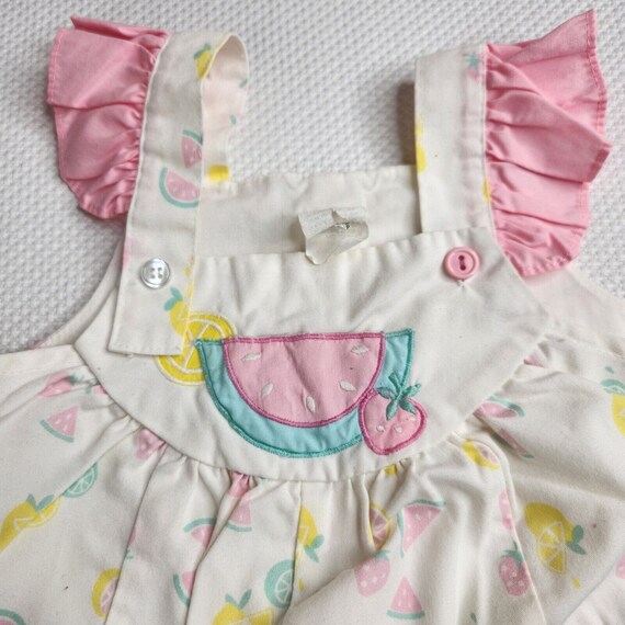 Vintage 90s Pink White Bubble Romper Watermelon S… - image 2