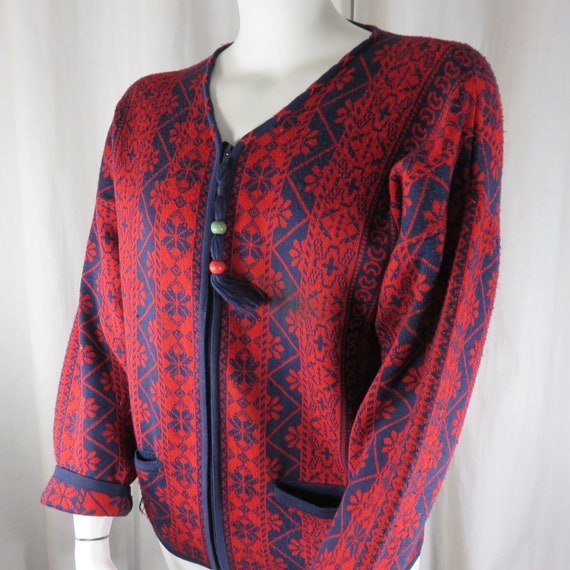 Vtg Obermeyer M Fair Isle Nordic Ski Sweater Snow… - image 3