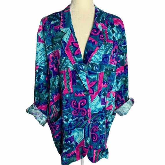 Vintage 90s Rampage Oversized Blazer Jacket M Blu… - image 3