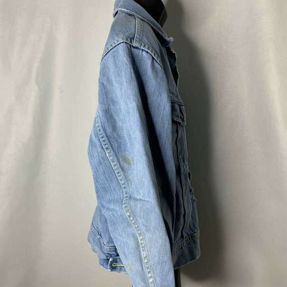 Vintage 60s Lee Denim Trucker Jacket M Destroyed … - image 9