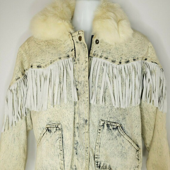 jean jacket with leather fringe