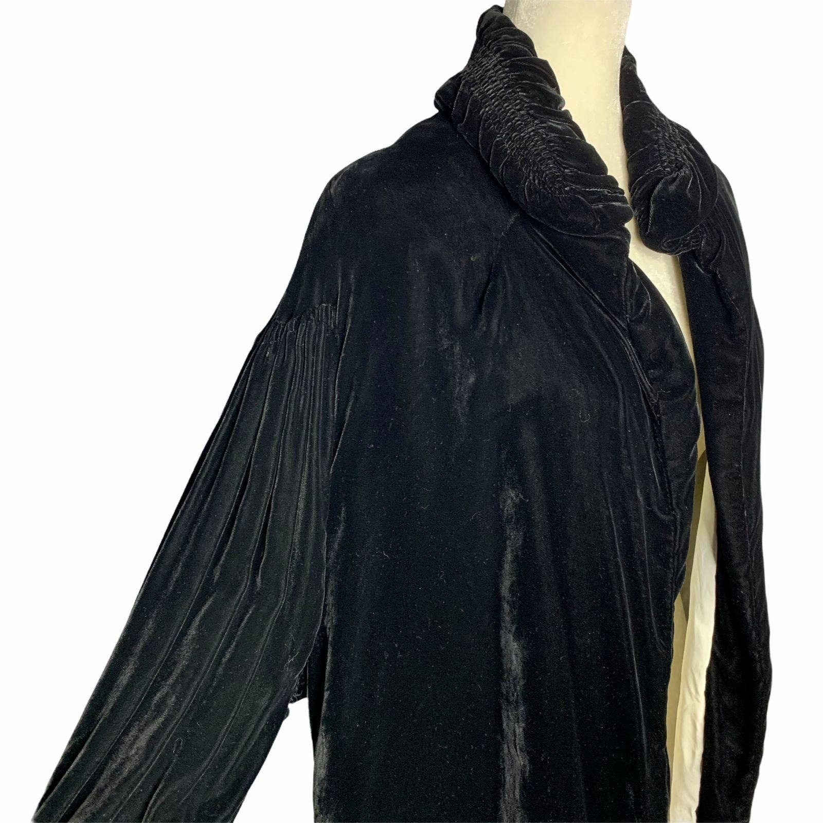 Vintage 50s Velvet Swing Coat S Black Open Front Collar Lined | Etsy