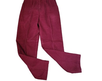 Pantalon droit en velours côtelé vintage des années 80 pour femme taille 6 rouge