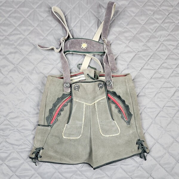 Vintage German Oktoberfest LEDERHOSEN Child Size 4-6 Shorts Suspenders Leather