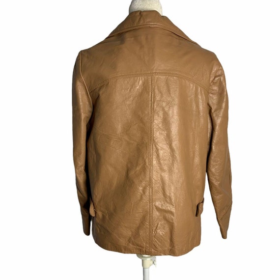 Vintage 70s Soft Leather Jacket S Brown Pockets R… - image 4