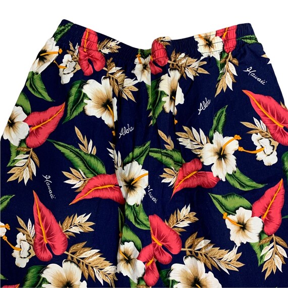 Vintage Hawaiian T Shirt Shorts Set XL Cream Flor… - image 9