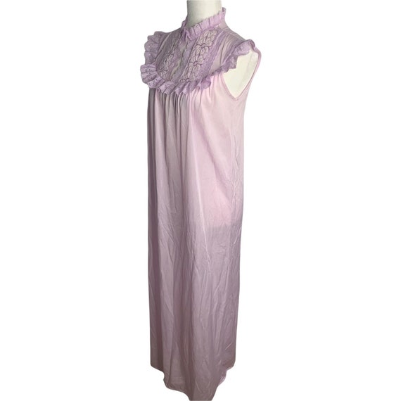 Vintage 80s Nylon Lingerie Nightgown S Purple Sle… - image 4