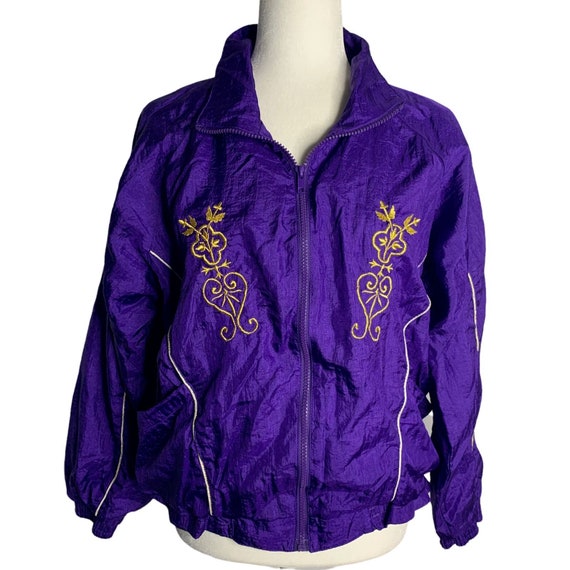 Vintage Nylon Track Jacket Pants Set L Purple Lin… - image 1