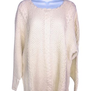 Vintage 80er Jahre Damen Pullover 3XL Beige Chunky Langarm Neu