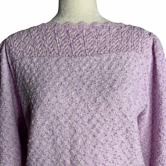 Vintage Boucle Loose Knit Sweater M Purple Boatne… - image 1