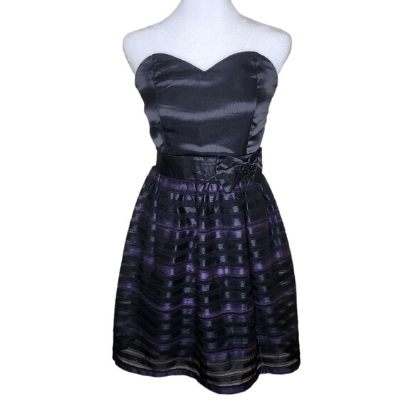 Vintage Y2k Bebop Empire Waist Strapless Mini Cocktail Dress Womens Size S Black Purple Vintage Y2k Bebop Empire Waist Strapless Mini Cocktail Dress Womens Size S Black Purple