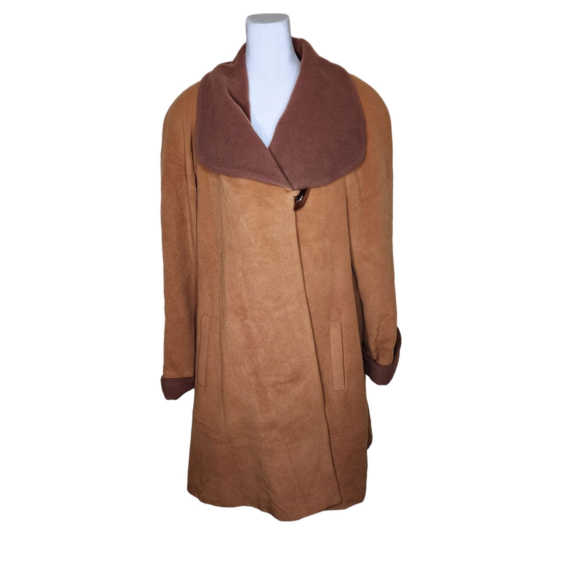 Manteau élégant Femme YELL - Laine D'agneau Et Cachemire - Taille 38/40 - Noir-gris - Occasion Très Bon état