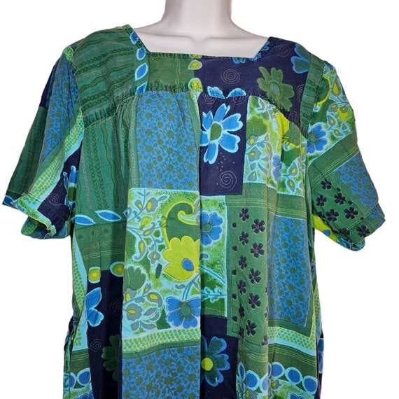 Vintage La Cera Housedress Muumuu Womens Size 1X Green Loungewear