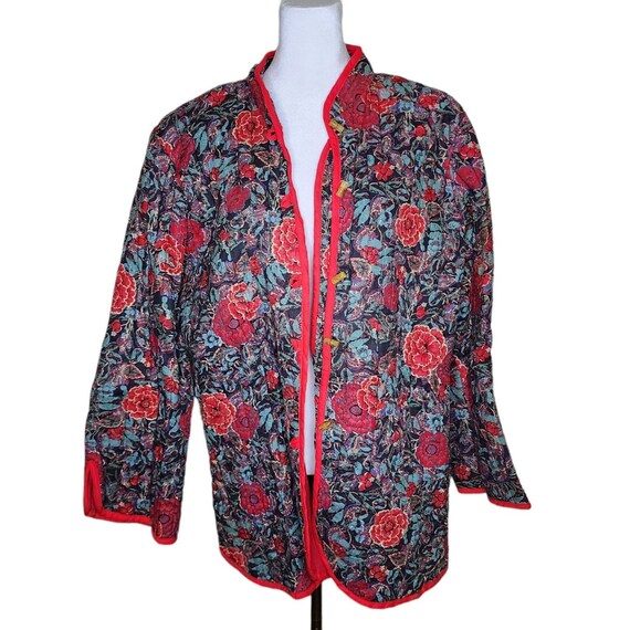 Vintage 80s Quilted Chinese Jacket Womens Size 3X… - image 1
