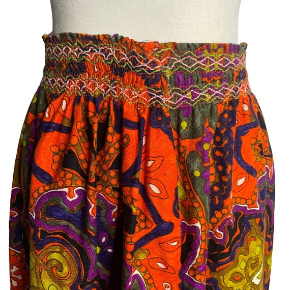 Vintage 70s Psychedelic Hawaiian Maxi Skirt M Ora… - image 4