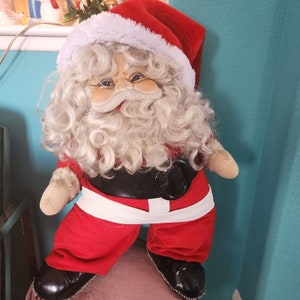 Vintage Rushton Rubber Face Santa 20&quot; Plush Upcycled See Pics Description