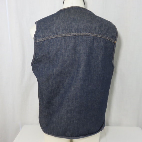 Vtg Sears Roebucks XL Denim Jean Sherpa Lined Ves… - image 5