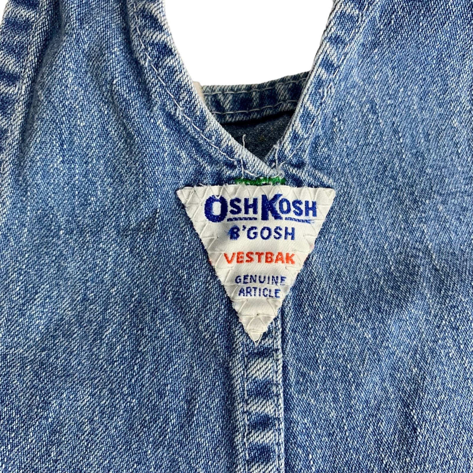 Vintage Oshkosh B Gosh Infant Overalls 24m Denim Pockets Snaps
