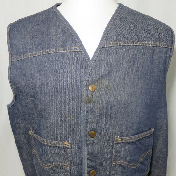 Vtg Sears Roebucks XL Denim Jean Sherpa Lined Ves… - image 2