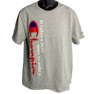 Vintage 90s Champion Crewneck T Shirt L Grey Short Sleeves Heavy Weight Cotton