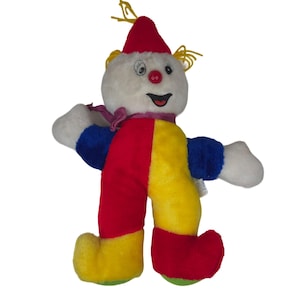 Vintage 80s Plush Clown Doll 13" Stuffed Toy Creepy