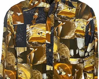 Vintage 70s Kennington Disney Disco Shirt Med Fantasia Mickey Wizard Sorcerer