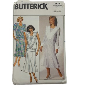 Vintage 80s Butterick 3679 Pattern Misses 6-16 Top Two Length Midi Skirt Cut