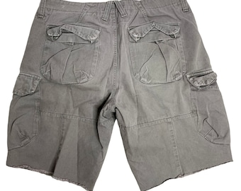 Vintage 90s Armani Exchange Cut off Cargo Shorts 36 Grey Button