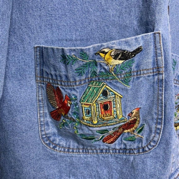 Vintage Denim Shirt Barn Jacket Shacket L Embroid… - image 7