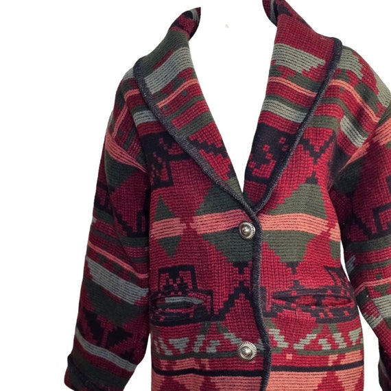 ち*こ様 80s Eddie Bauer Wool Jacket Vintage 80s Eddie Bauer Jacket Coat Womens Size XS Red Wool Aztec