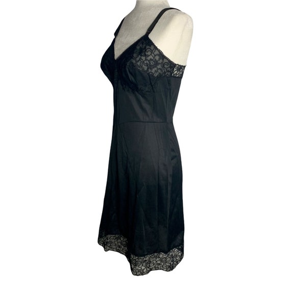 Vintage 50s Lingerie Nylon Slip S Black Lace Swee… - image 3