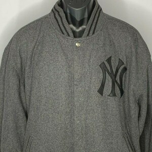 Vintage MLB New York Yankees Jacket 2X Grey Reversible Leather | Etsy