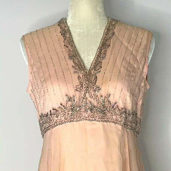 Vintage 70s Beaded Formal Gown S Pink Sleeveless … - image 2