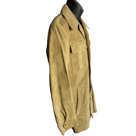 Vintage 70s Woolrich Leather Coat M Tan Lined Poc… - image 3