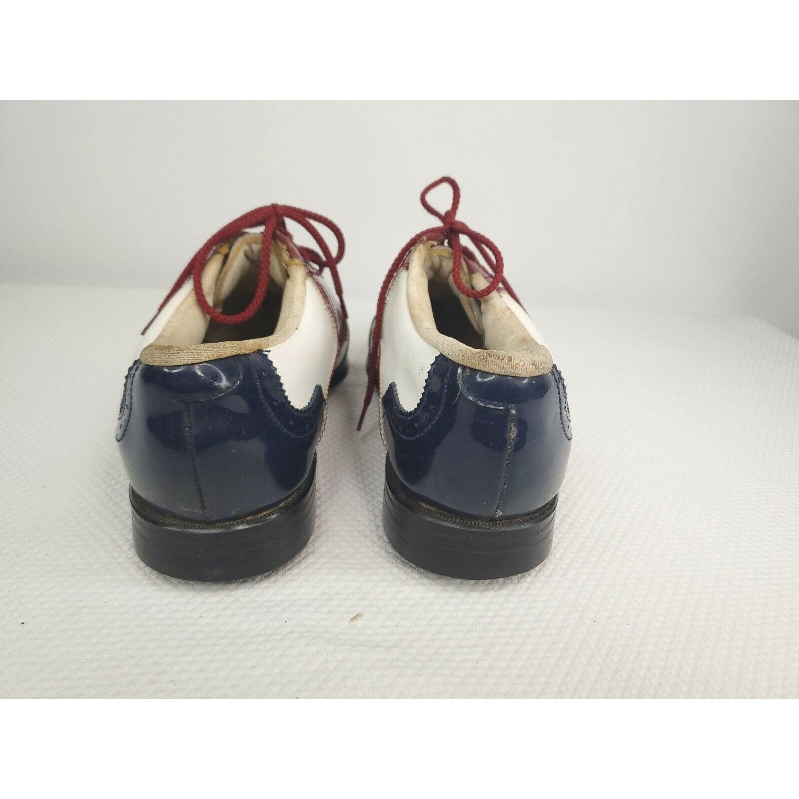 Vintage 60s Patent Leather Golf Shoes Oxfords Mens 9.5 Red  display picture 1