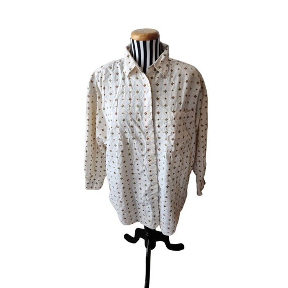 Vintage 80s Gitano Off White Button Up Shirt Size… - image 1