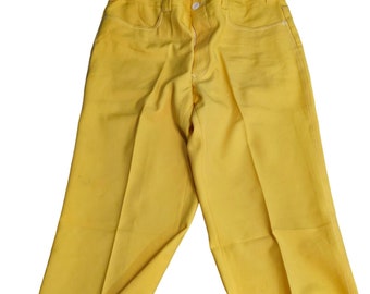 Vintage 70s McGregor Trouser Pants Mens 34 x 30 Yellow Wide Leg Polyester Golf