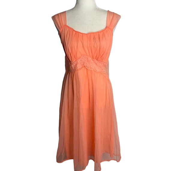 Vintage 60s Nylon Chiffon Nightgown Lingerie S Pe… - image 1