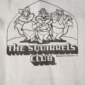 Vintage 70s The Squirrel Club Tuffy Filbert Sally Canvas Tote Bag image 1
