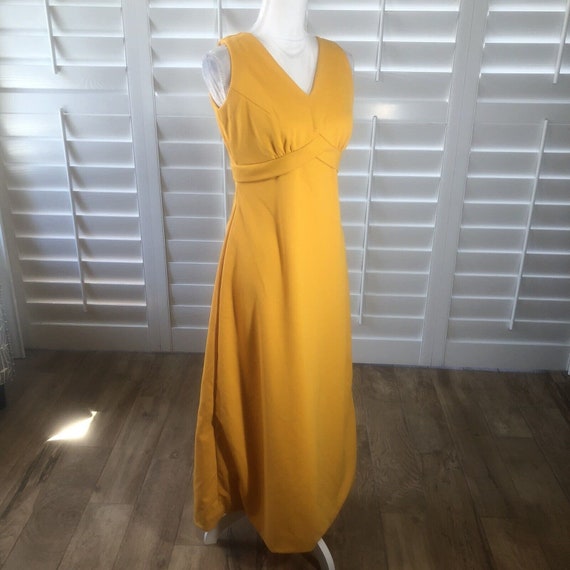 Vtg 70s Handmade Sleeveless Gold Mustard Yellow A… - image 5