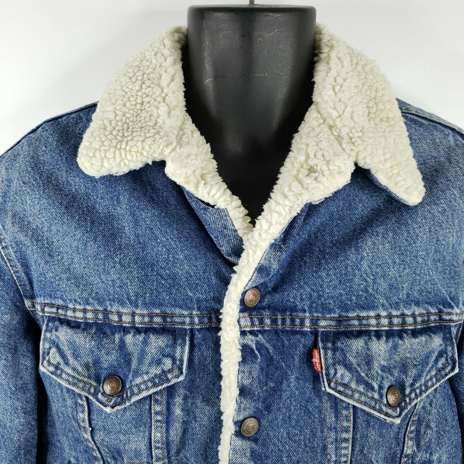 Vintage 80s Levis Blue Denim Sheepskin 