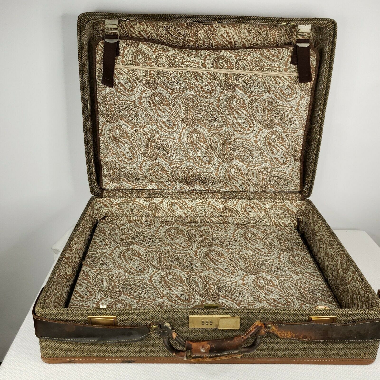 Vintage Hartmann Tweed Leather Strapped Luggage Suitcase Large Etsy