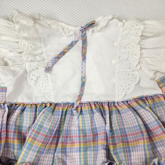 Vintage 80s Bryan Blue Pink Toddler Ruffle Dress … - image 3