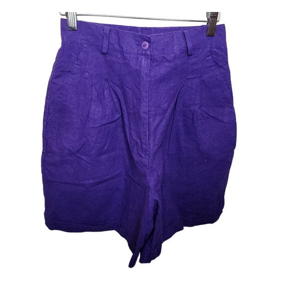 Vintage 80s Nordstrom High Waist Mom Shorts Womens Size S Purple Chinos Cotton