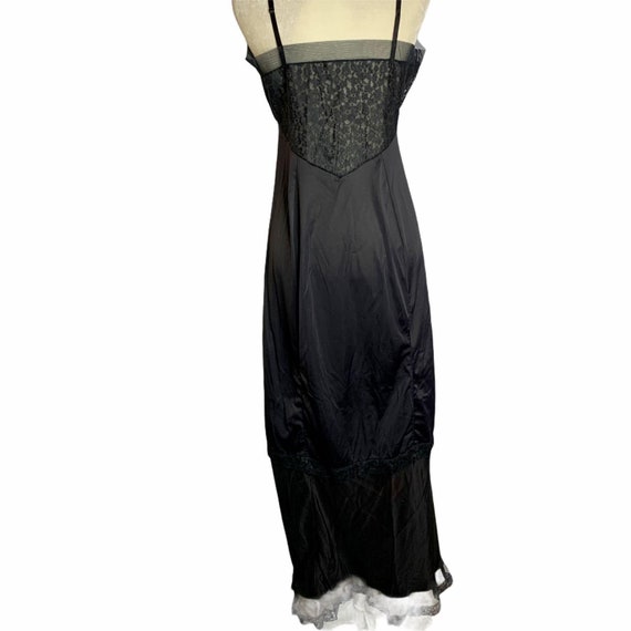 Vintage Nylon Full Length Slip M Black Lace Inser… - image 9