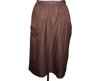 Vintage 80s Judy Bond Basic Skirt Pockets Womens Size Small Brown Office Work Wear