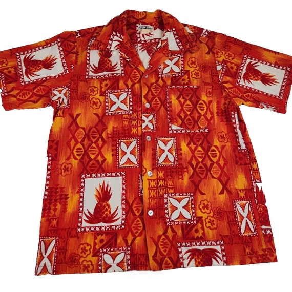 Vintage 70s Hukilau Fashions Hawaiian Shirt Mens … - image 1