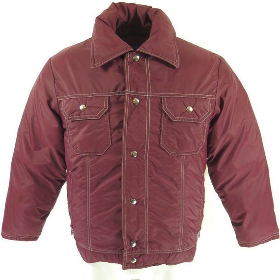 Vintage 80s Down Fill Country Jacket M Maroon Zip